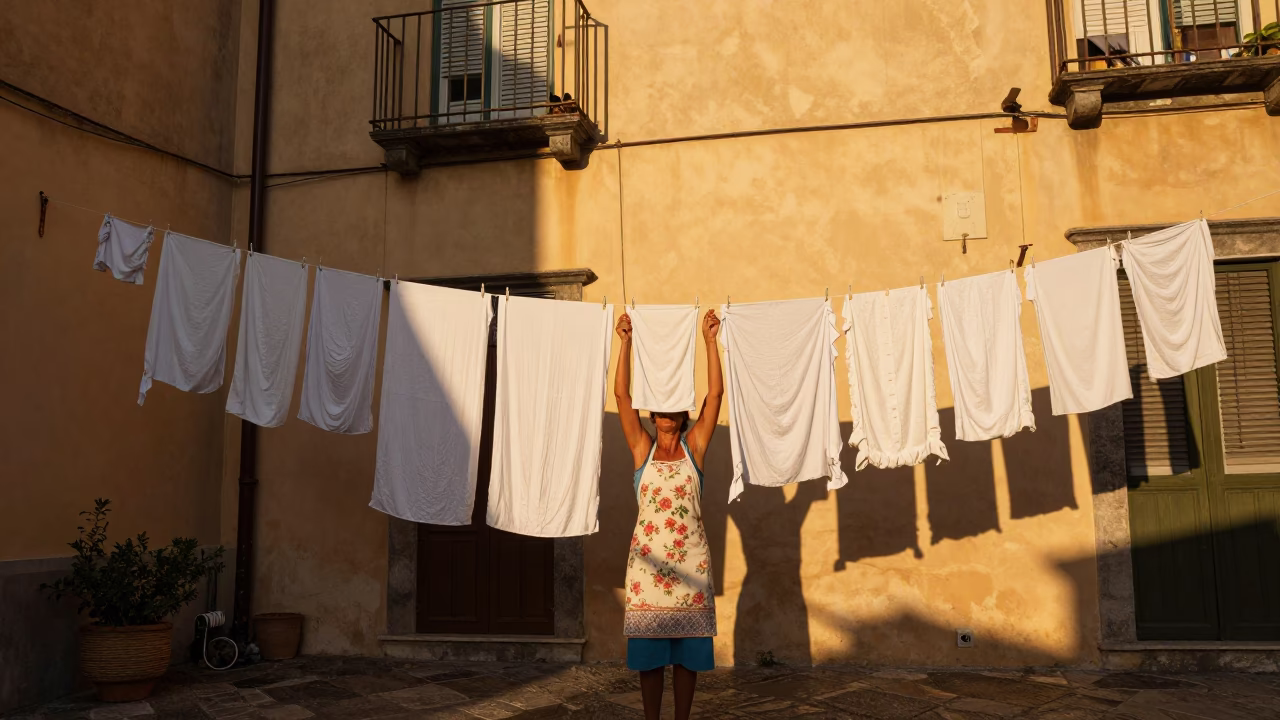 Hanging Laundry in Naples in in Naples, Italy