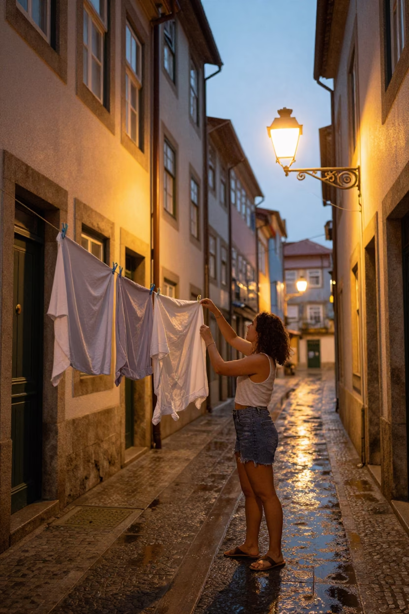 Hanging Laundry in Porto in in Porto, Portugal