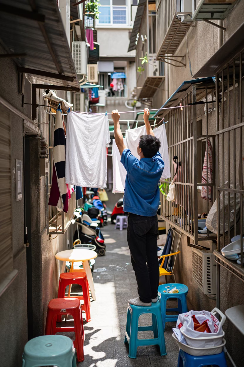 Hanging Laundry in Taipei in in Taipei, Taiwan