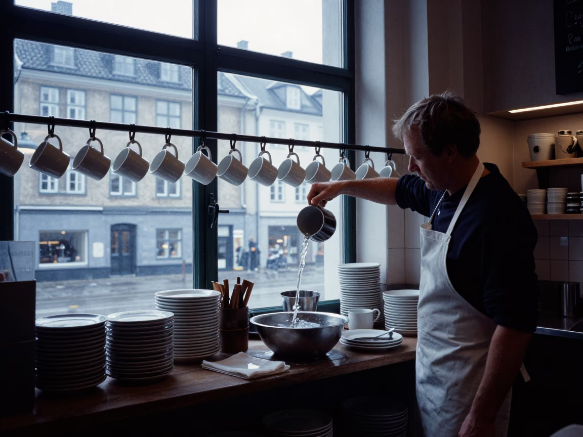 Hanging Mugs in Copenhagen in in Copenhagen, Denmark