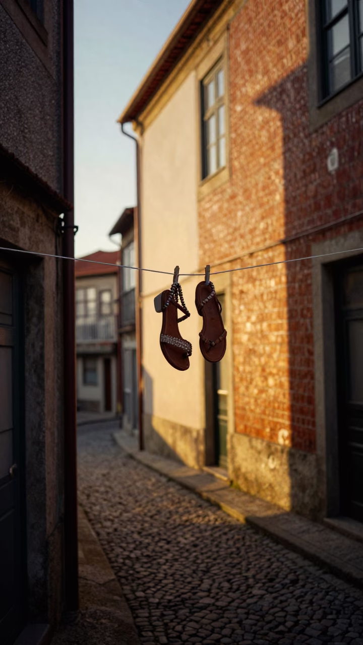 Hanging Sandals in Porto in in Porto, Portugal