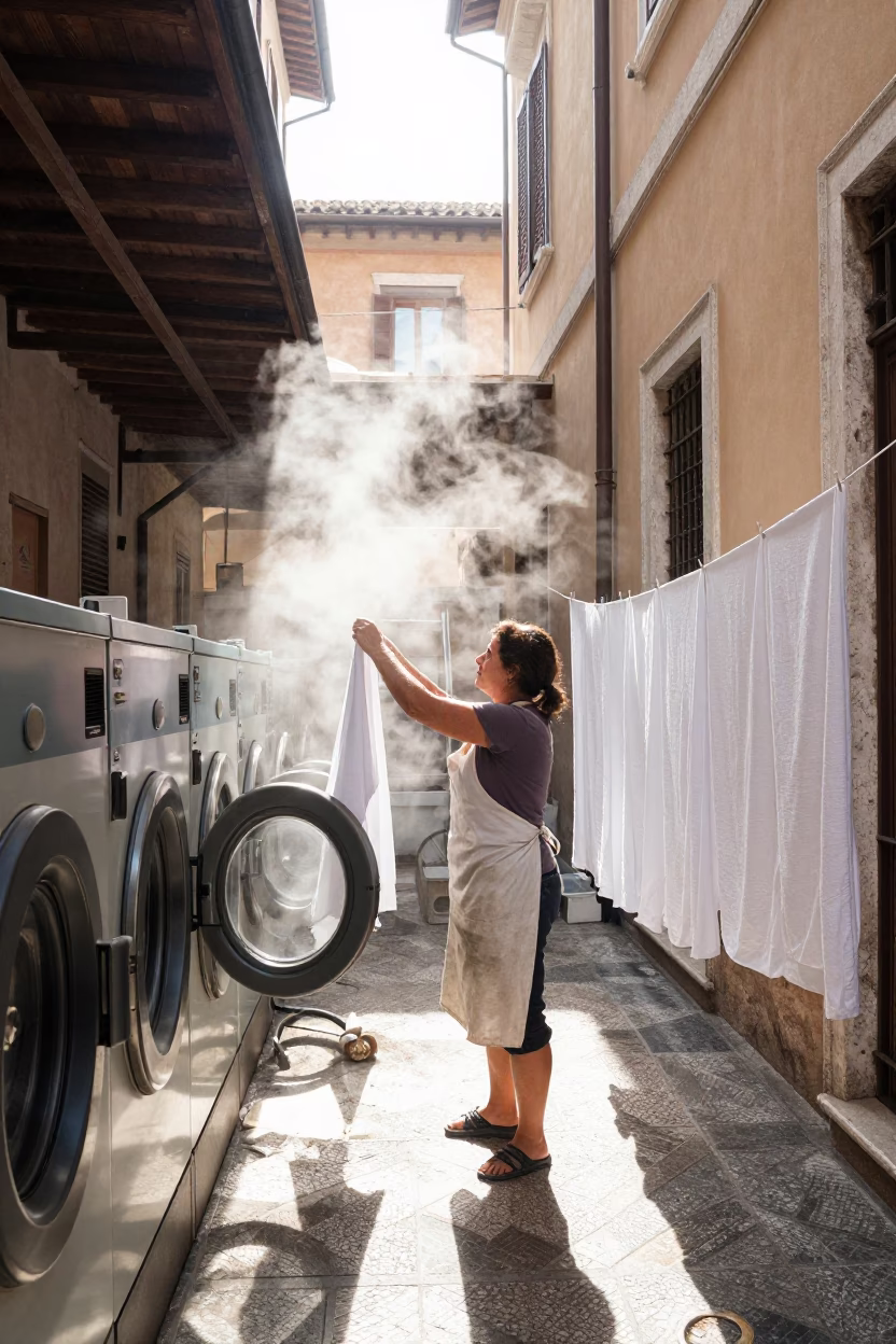 Hanging Sheets in Rome in in Rome, Italy