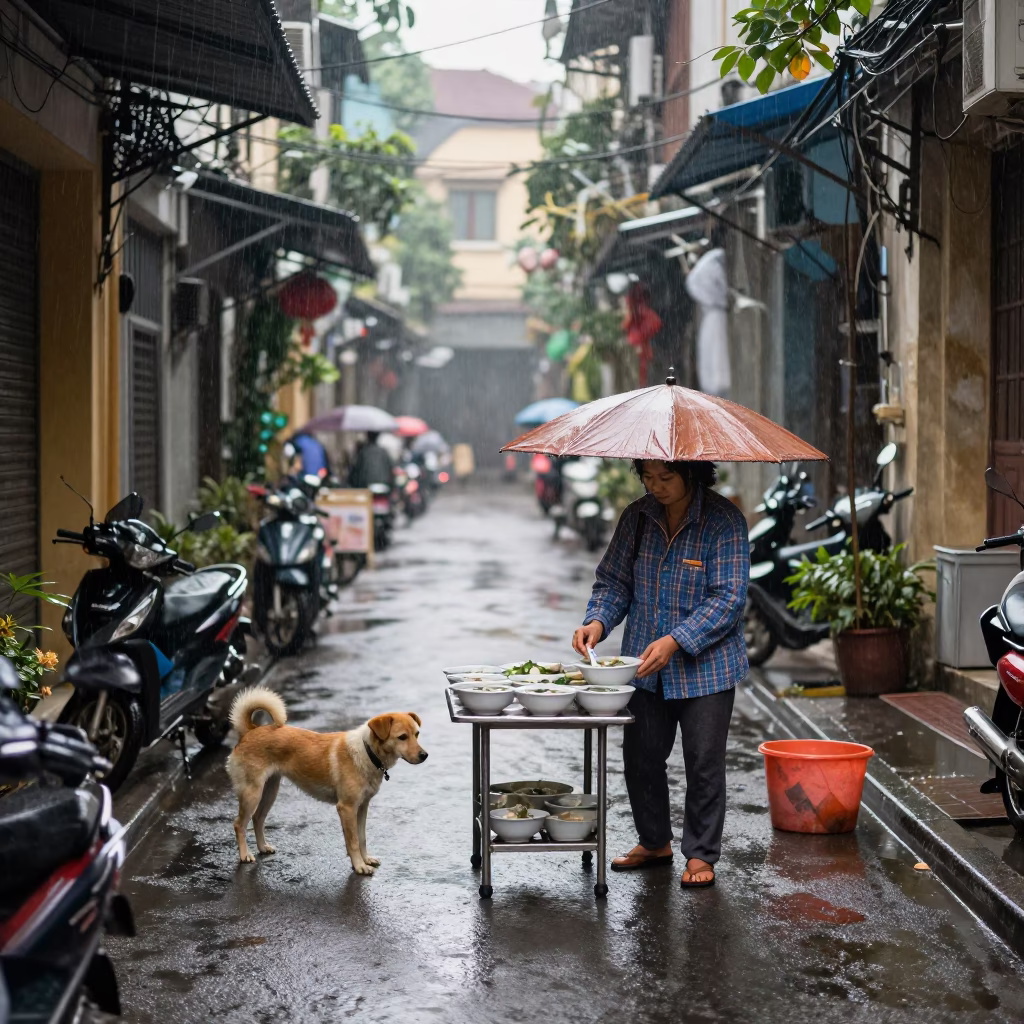 Hanoi Dog at First Light in in Hanoi, Vietnam