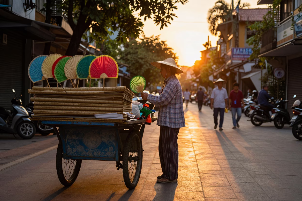 Hanoi Fans Sunset at Golden Hour in in Hanoi, Vietnam