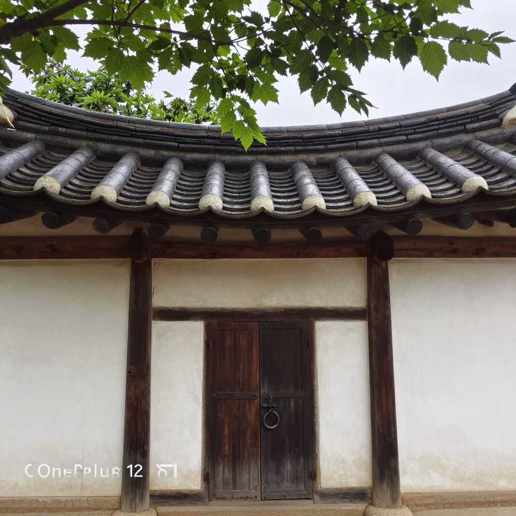 Hanok Roof Curve in Valera Stair Hall in inside a tiled stair hall in Valera