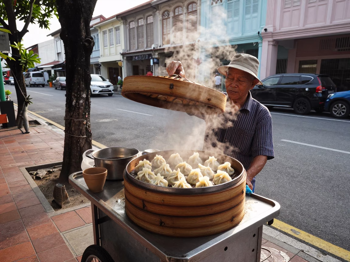 Har Gow in George Town at The Early Afternoon Light in in George Town, Malaysia