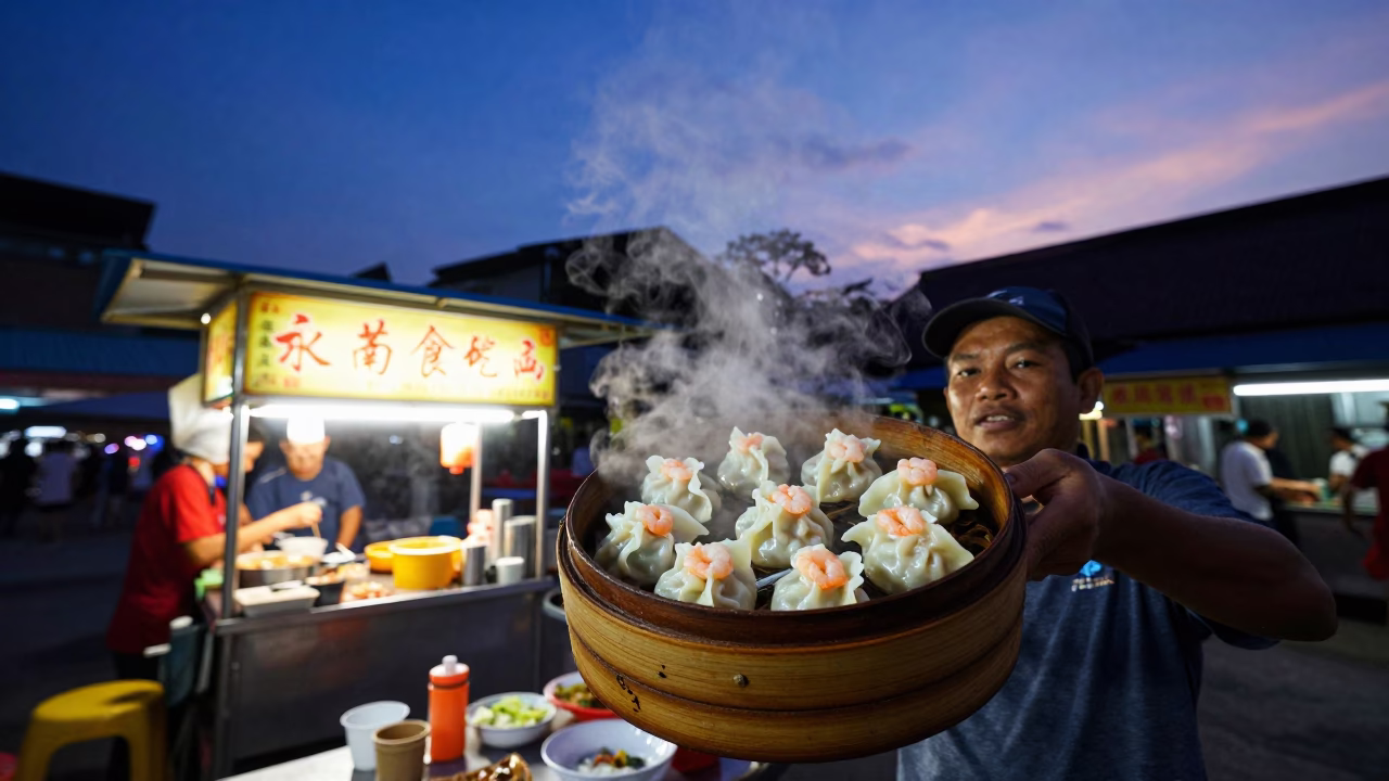 Har Gow in Kuala Lumpur at Indigo Twilight After Sunset in in Kuala Lumpur, Malaysia