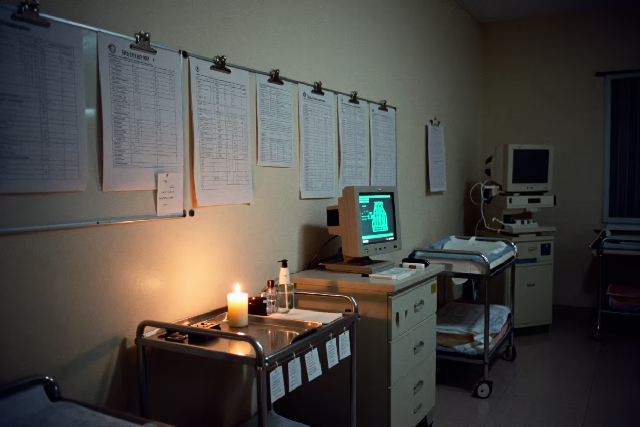 Harar Maternity Ward Nurse Station Evening Glow in at a nurse station under monitor glow in Harar