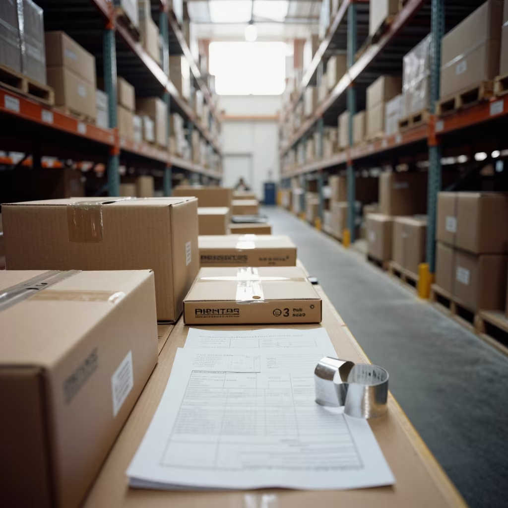 Harbin Customs Bench Inspection Midday in inside a warehouse aisle in Harbin