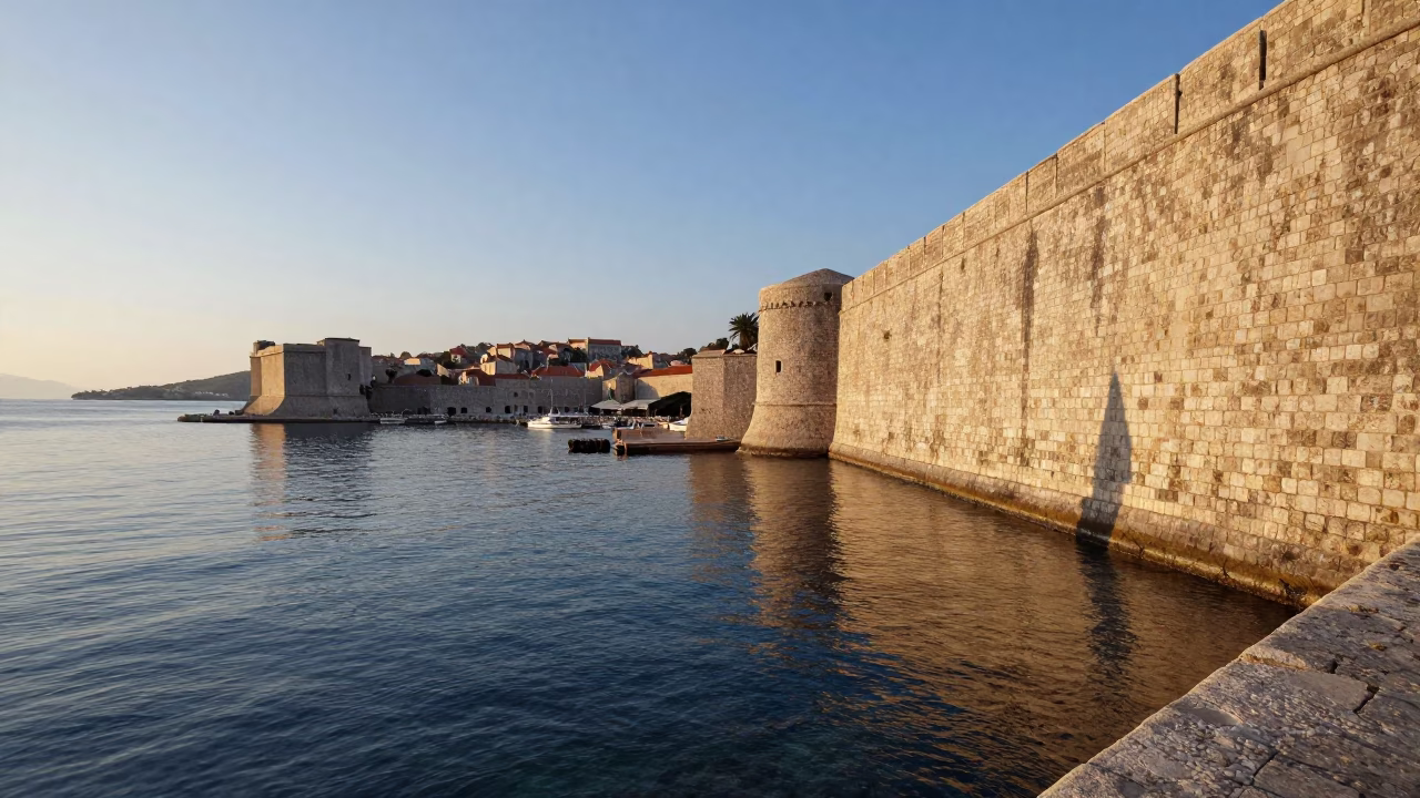 Harbor at The Early Morning Light in Dubrovnik in in Dubrovnik, Croatia