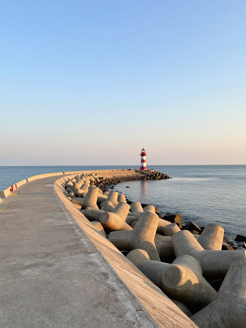 Harbor Beacon at Clear Late-afternoon Light in Busan in in Busan, South Korea
