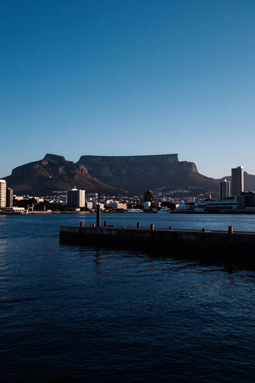 Harbor Breakwater at The Early Evening Light in Cape Town in in Cape Town, South Africa
