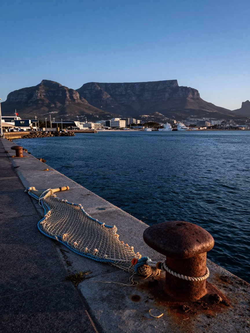 Harbor Breakwater at The Still Hours Before Dawn Light in Cape Town in in Cape Town, South Africa