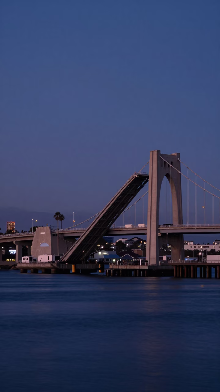 Harbor Coastline in San Diego at The Still Hours Before Dawn Light in in San Diego, California, United States