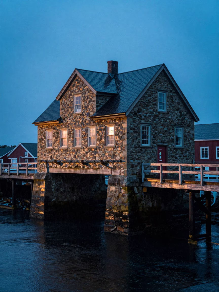 Harbor Drizzle in Halifax at Blue Hour in in Halifax, Nova Scotia, Canada