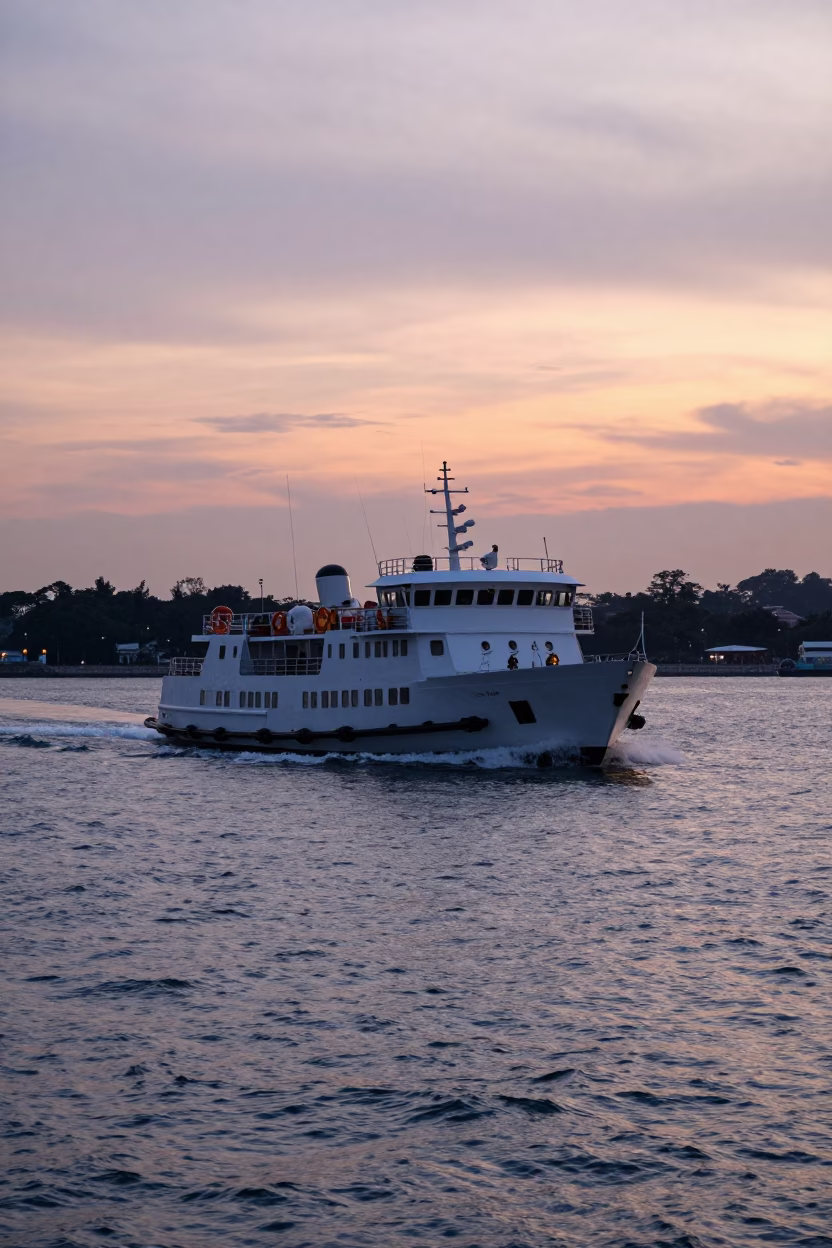 Harbor Entrance in Singapore at Nautical Dawn Light in in Singapore, Singapore