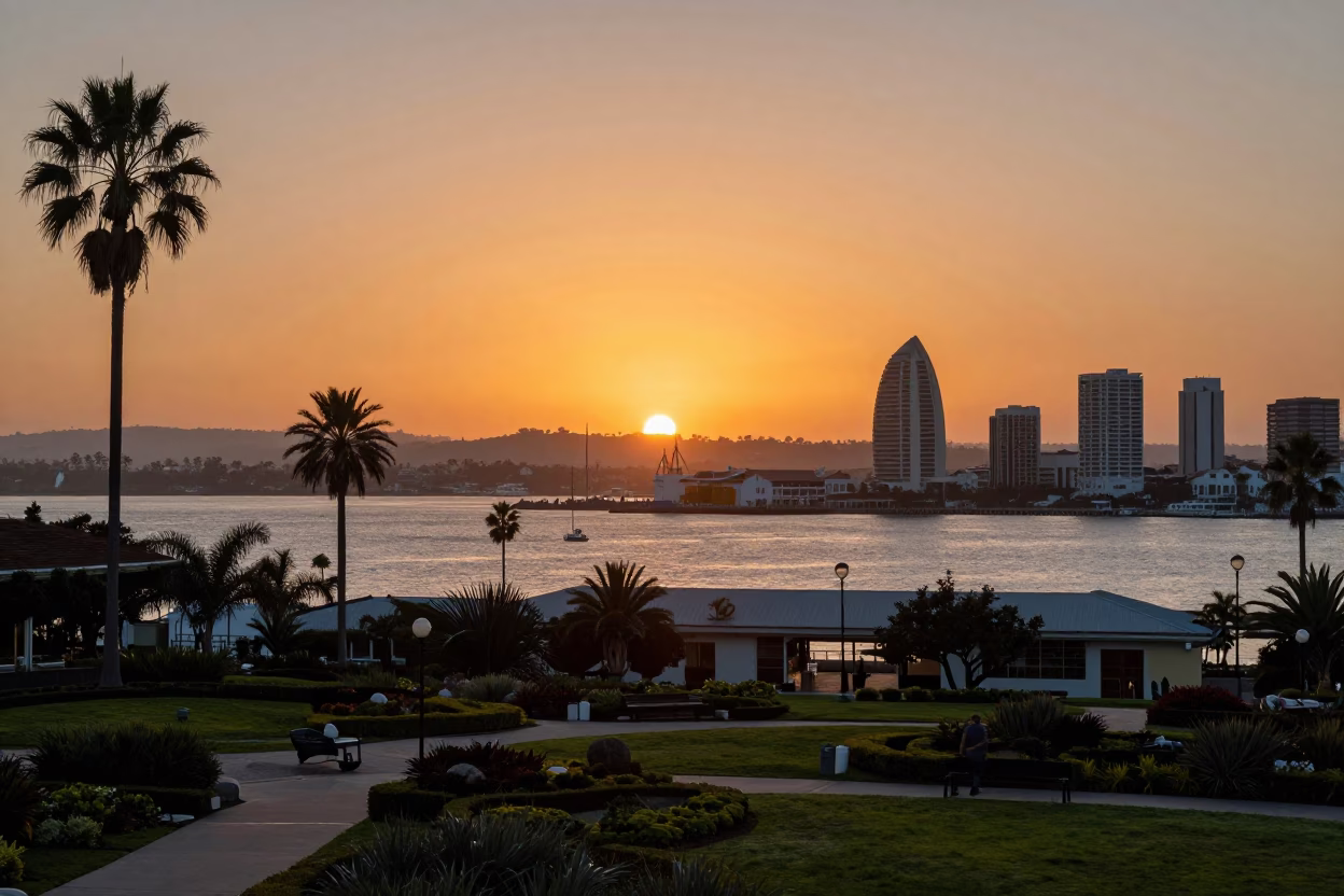 Harbor From Balboa Park in San Diego in in San Diego, California, United States