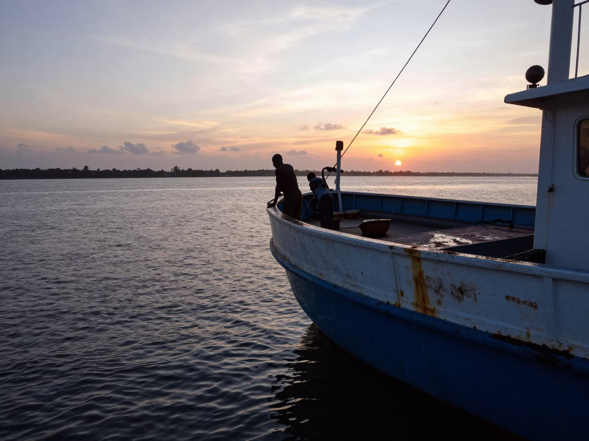 Harbor in Accra at First Light Of Dawn in in Accra, Ghana