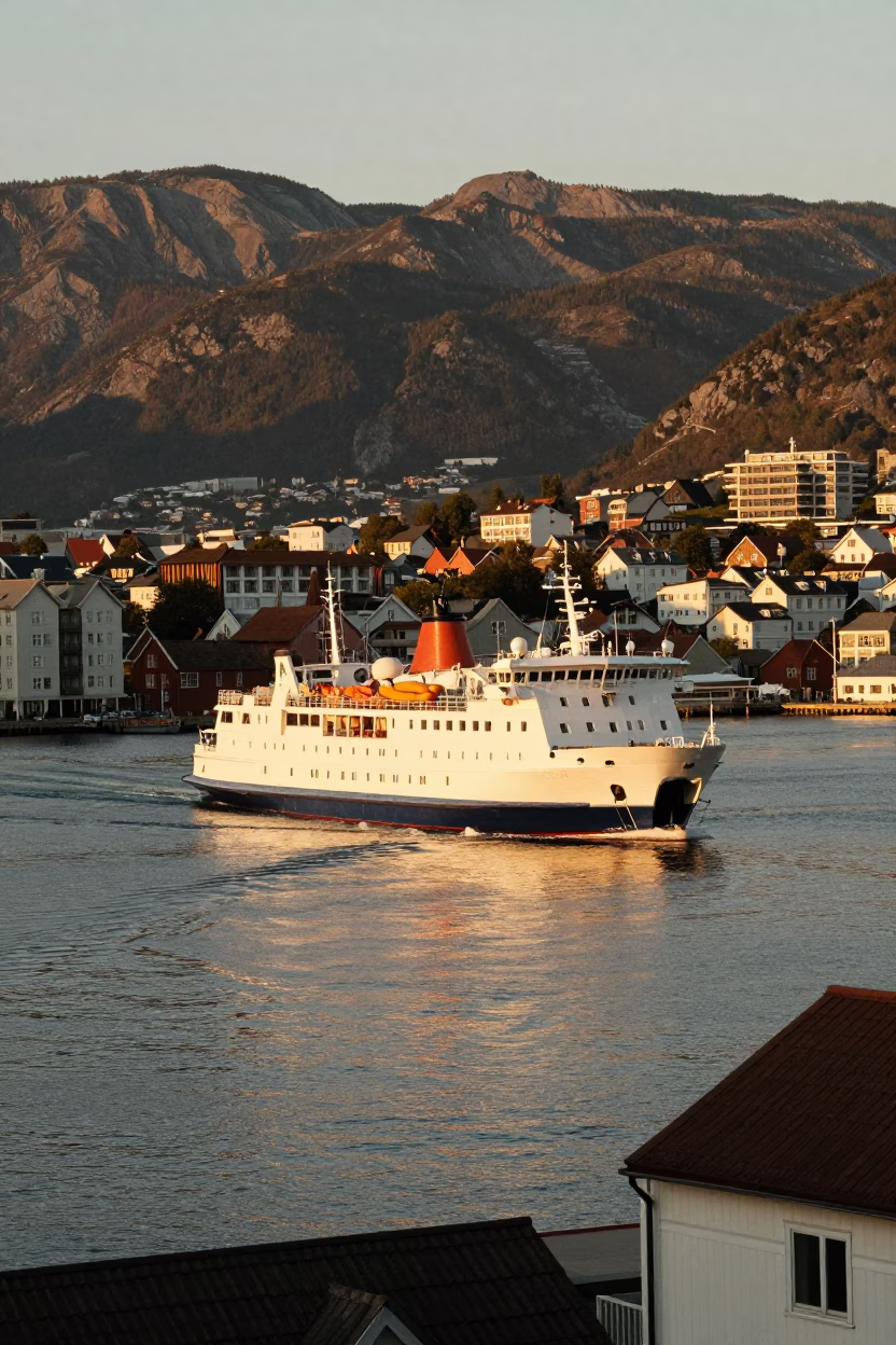 Harbor in Bergen at Golden Hour in in Bergen, Norway