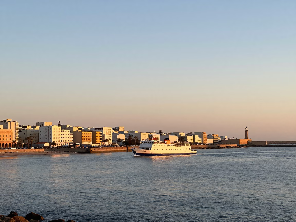 Harbor in Essaouira at Sunset Light in in Essaouira, Morocco