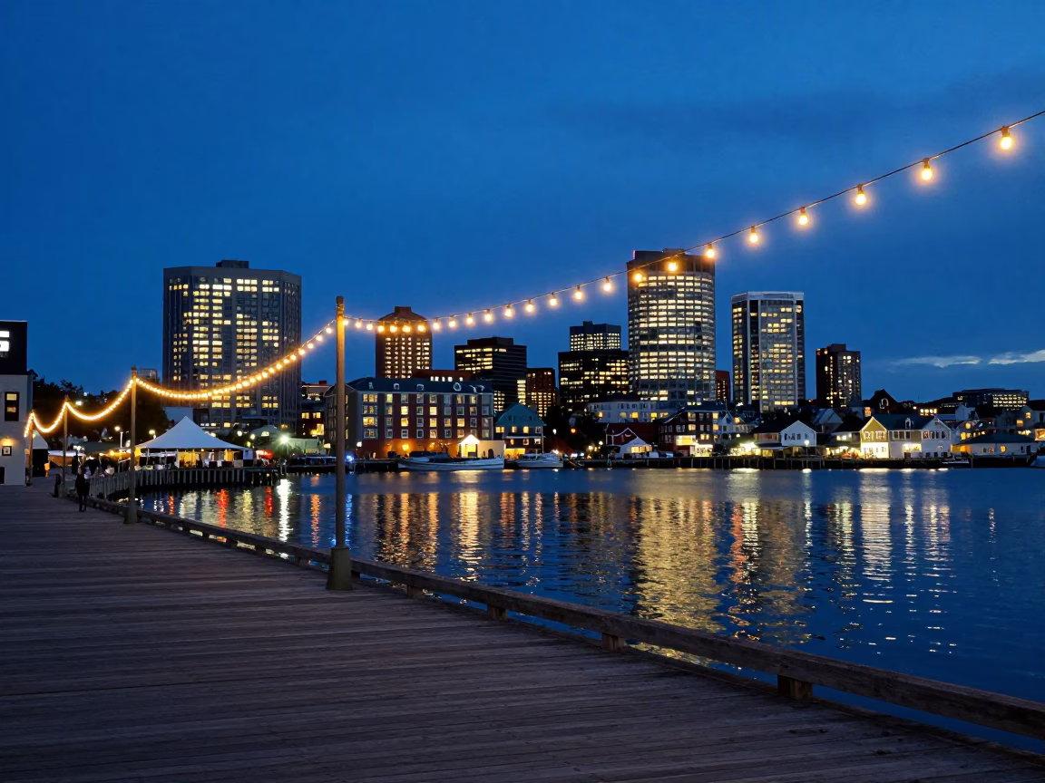 Harbor in Halifax at Blue Hour in in Halifax, Nova Scotia, Canada