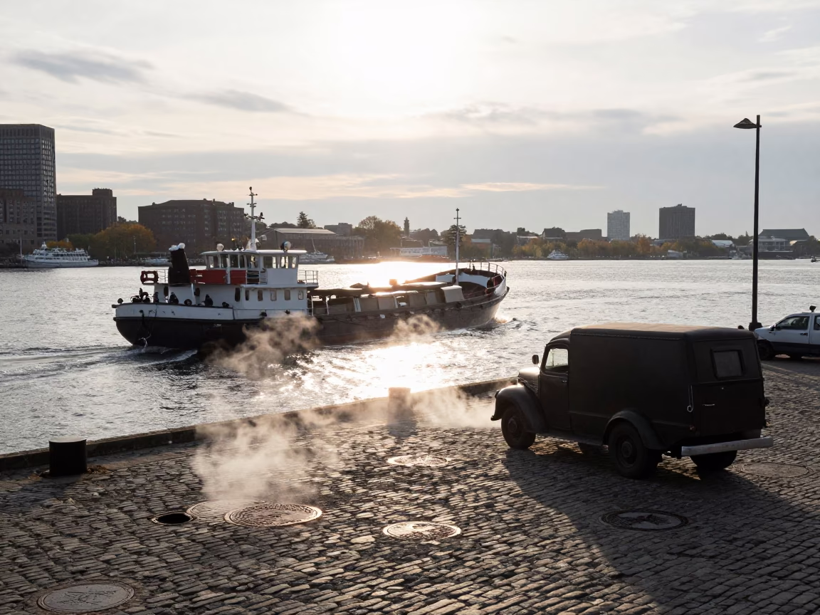 Harbor Morning just after sunrise in Boston in in Boston, Massachusetts, United States