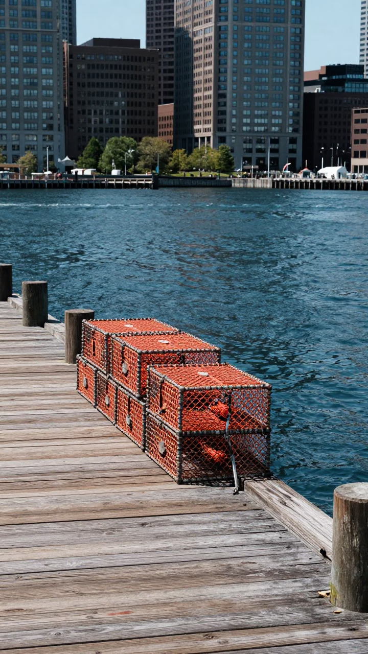 Harbor Pier in Boston at The Flat Glare Of Noon Light in in Boston, Massachusetts, United States