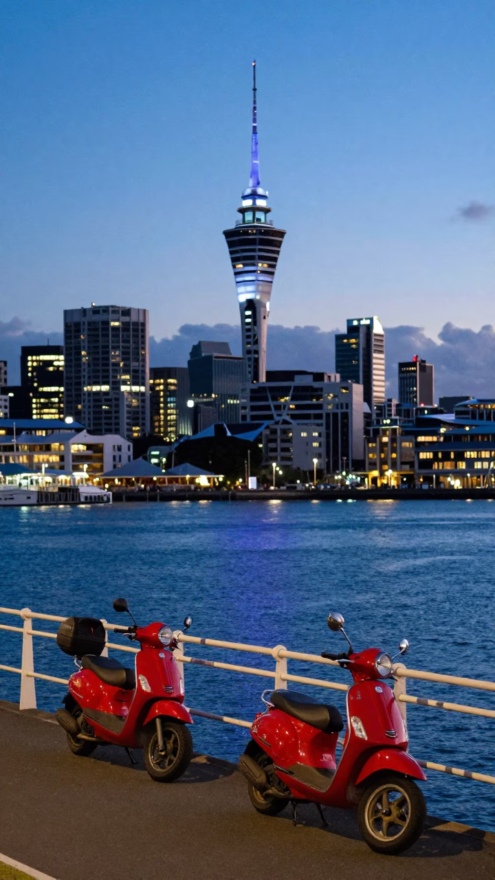 Harbor Promenade in Auckland at Nautical Dawn Light in in Auckland, New Zealand