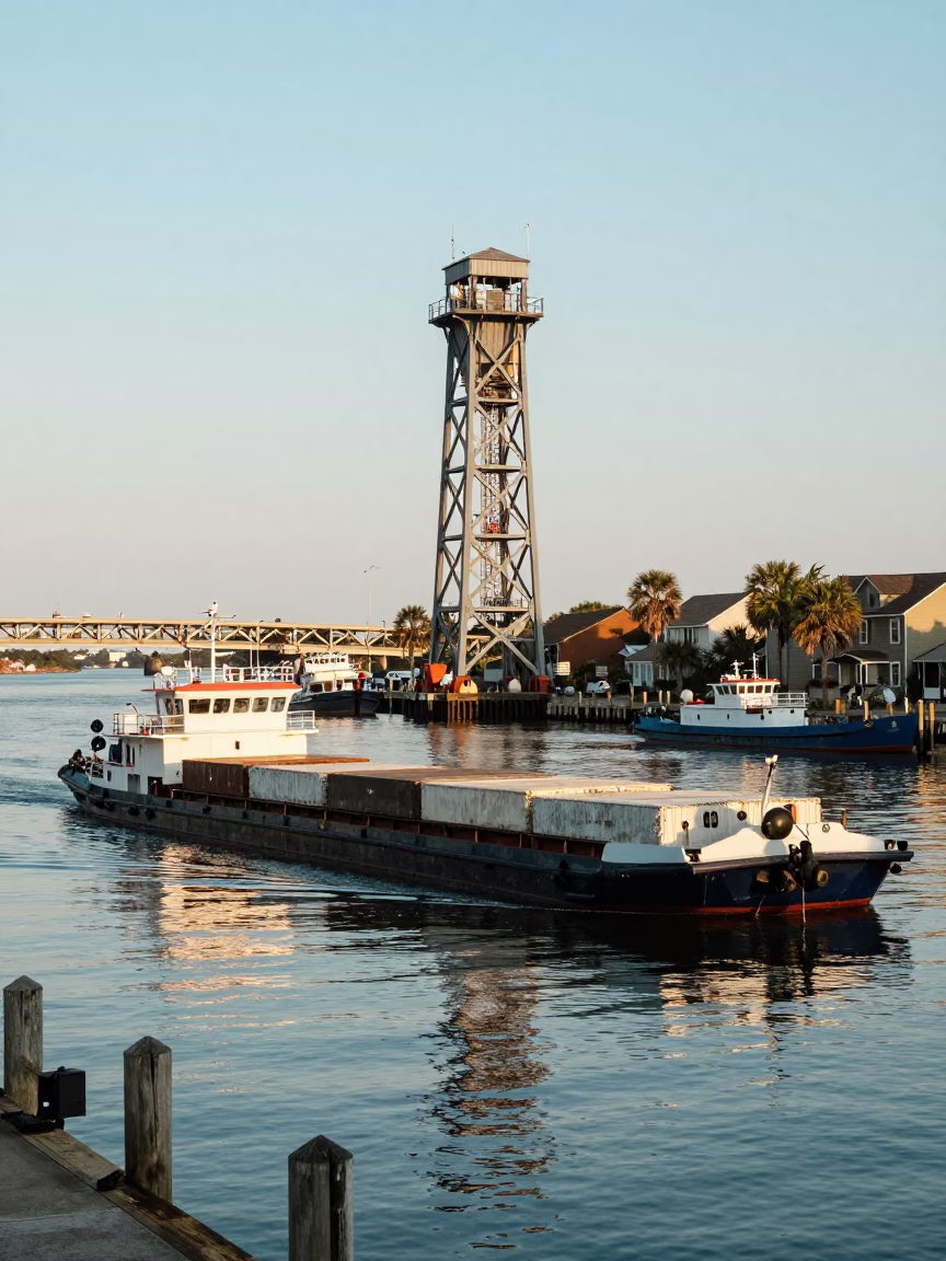 Harbor Scene at Clear Late-afternoon Light in Charleston in in Charleston, South Carolina, United States