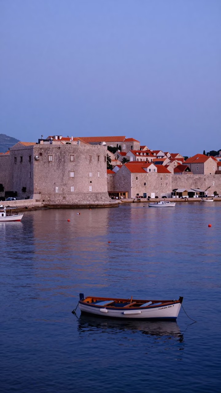 Harbor Scene at First Light Of Dawn in Dubrovnik in in Dubrovnik, Croatia