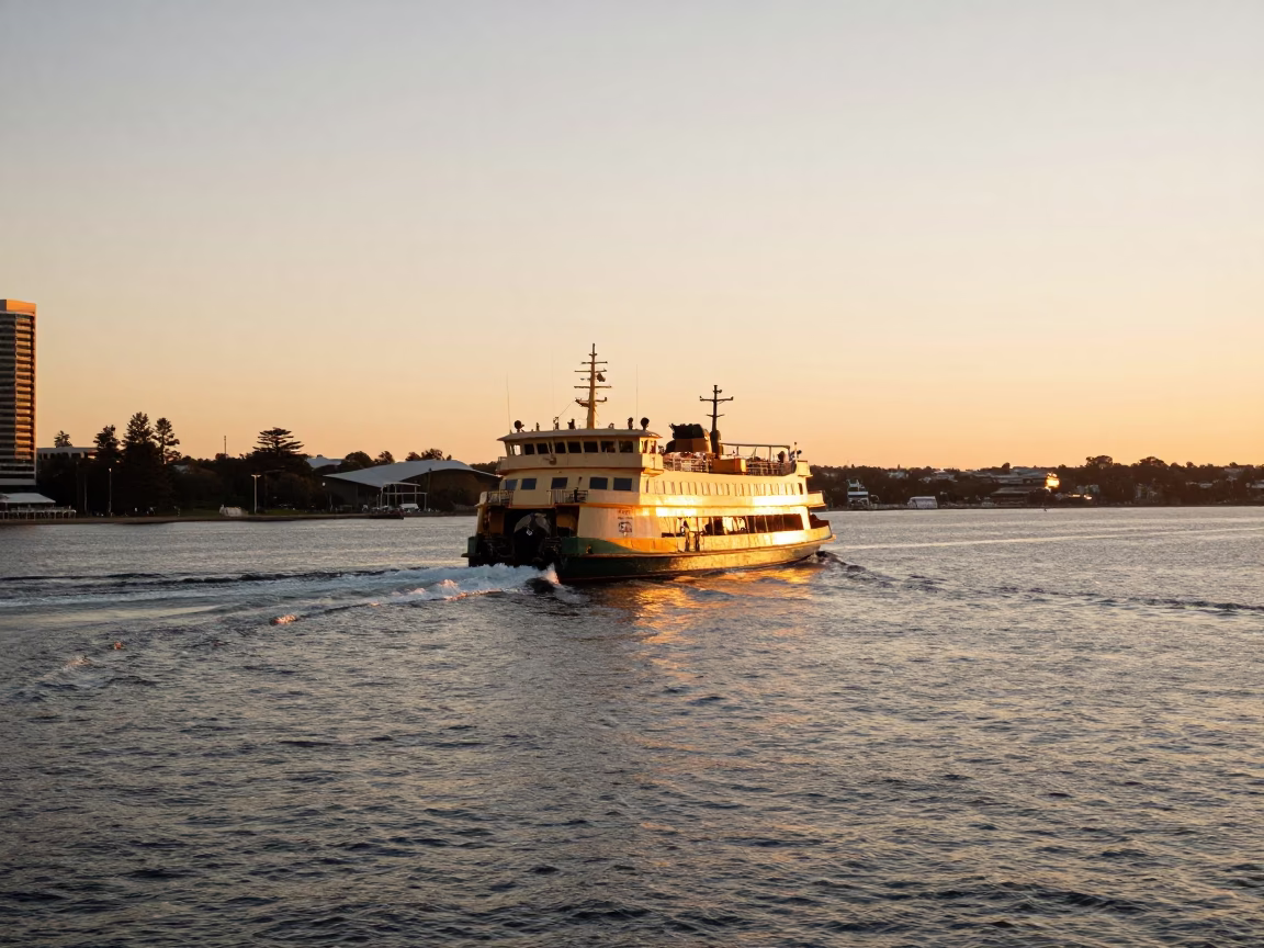 Harbor Scene at Honeyed Evening Light in Adelaide in in Adelaide, South Australia, Australia