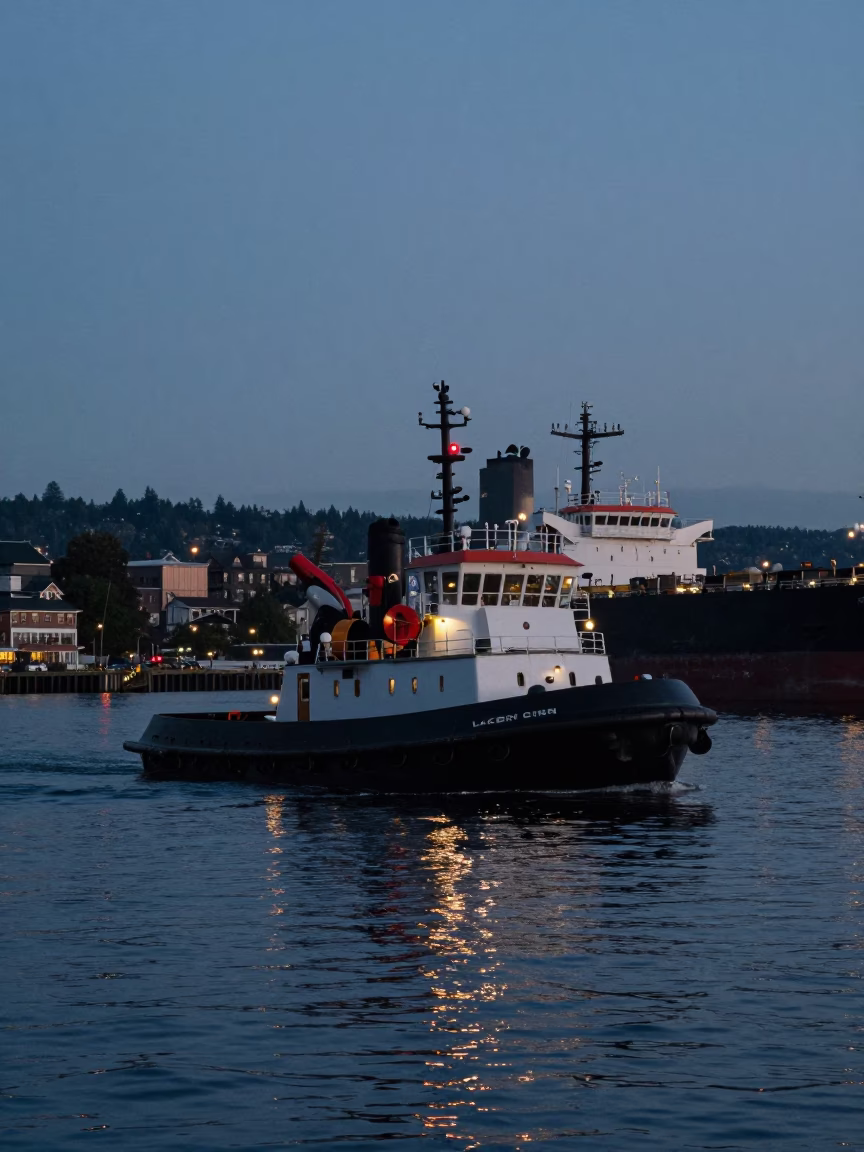 Harbor Scene at Sunrise Light in Seattle in in Seattle, Washington, United States