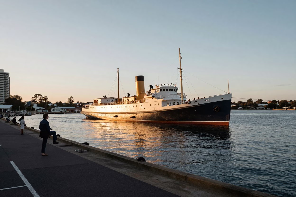 Harbor Scene in Adelaide at Nautical Dawn Light in in Adelaide, South Australia, Australia