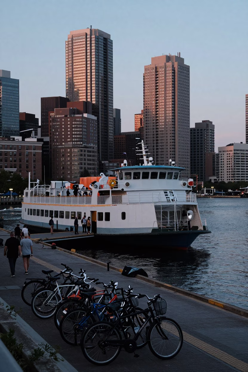 Harbor Scene in Boston at The Early Evening Light in in Boston, Massachusetts, United States