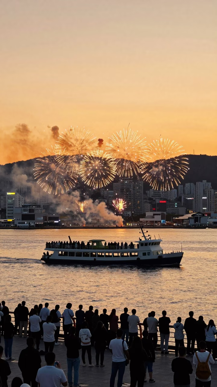 Harbor Scene in Busan at Sunset Light in in Busan, South Korea