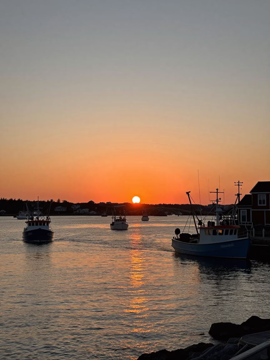 Harbor Scene in Halifax at As The Sun Drops Toward The Horizon in in Halifax, Nova Scotia, Canada