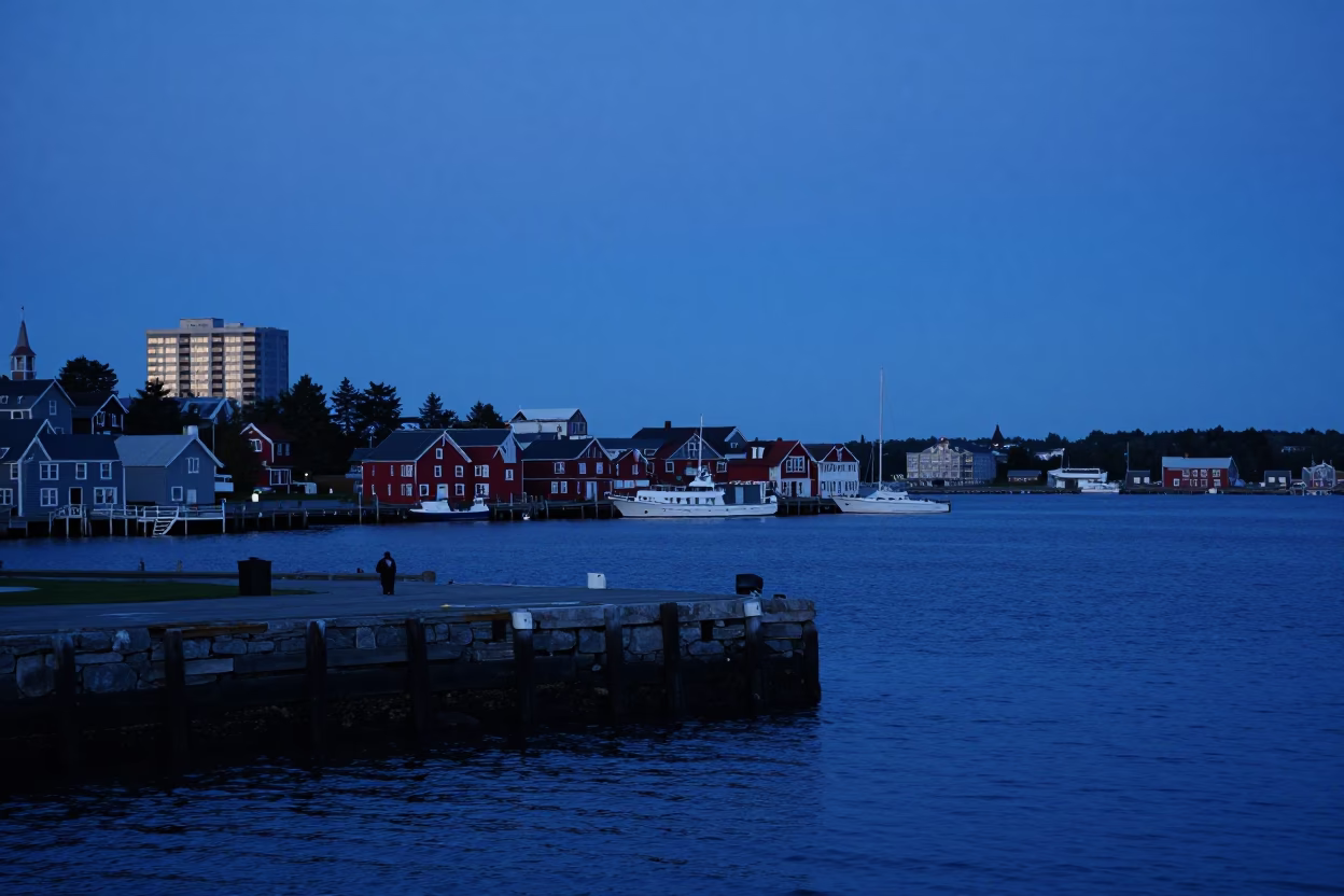 Harbor Scene in Halifax at Indigo Twilight After Sunset in in Halifax, Nova Scotia, Canada