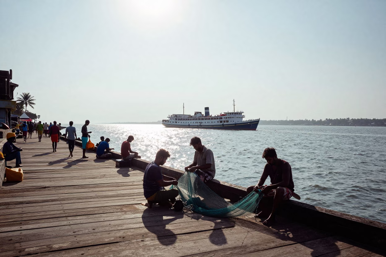 Harbor Scene in Kochi at Midday Light in in Kochi, India