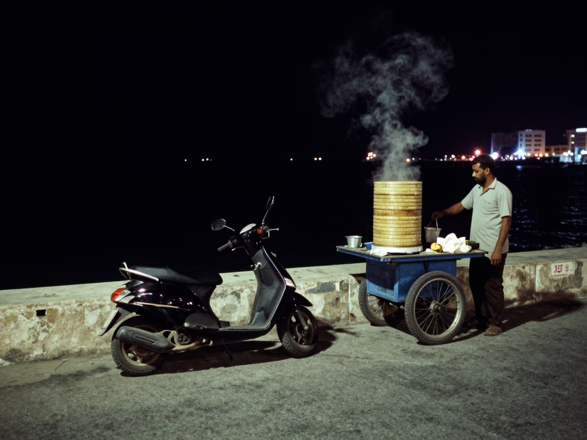 Harbor Scene in Muscat at Deep In The Night Light in in Muscat, Oman