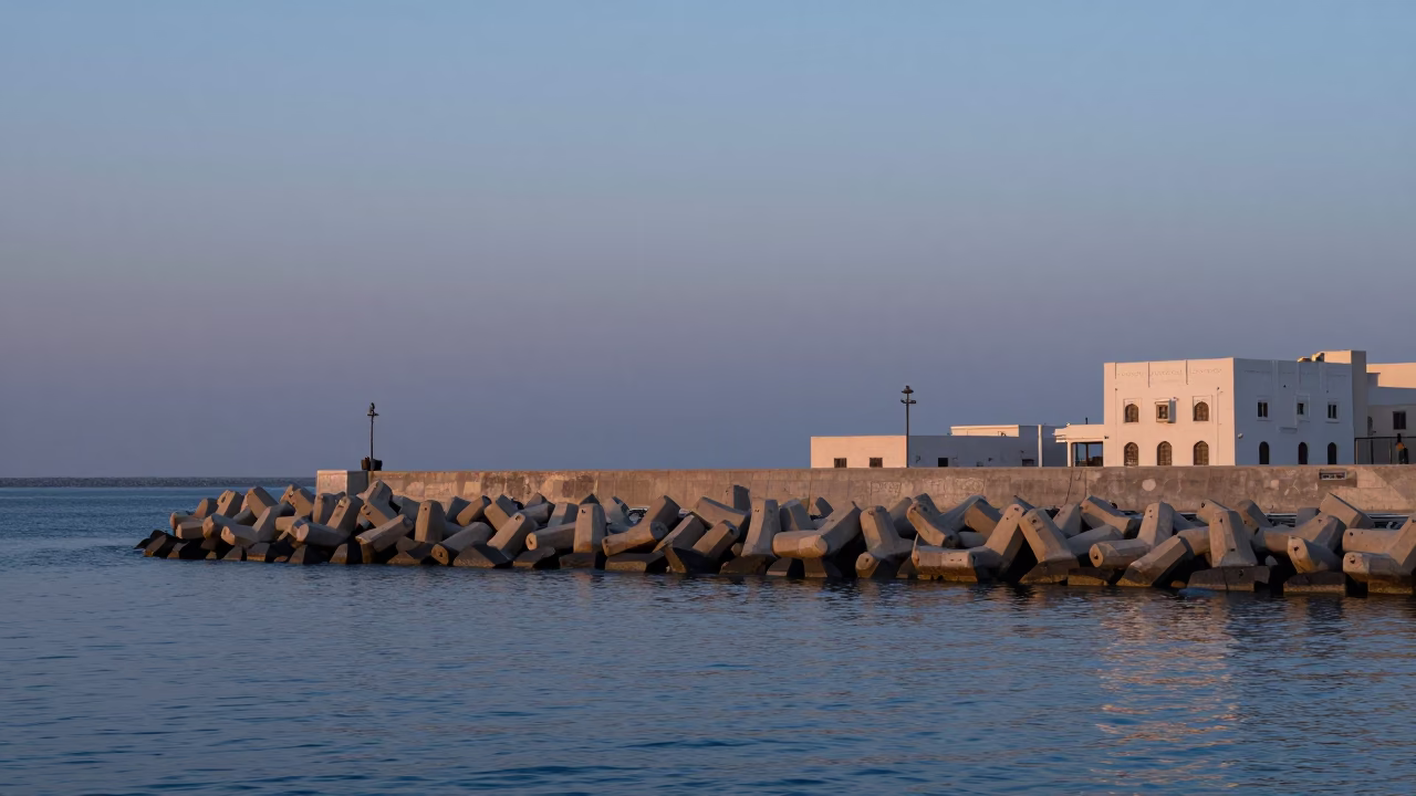 Harbor Scene in Muscat at First Light Of Dawn in in Muscat, Oman
