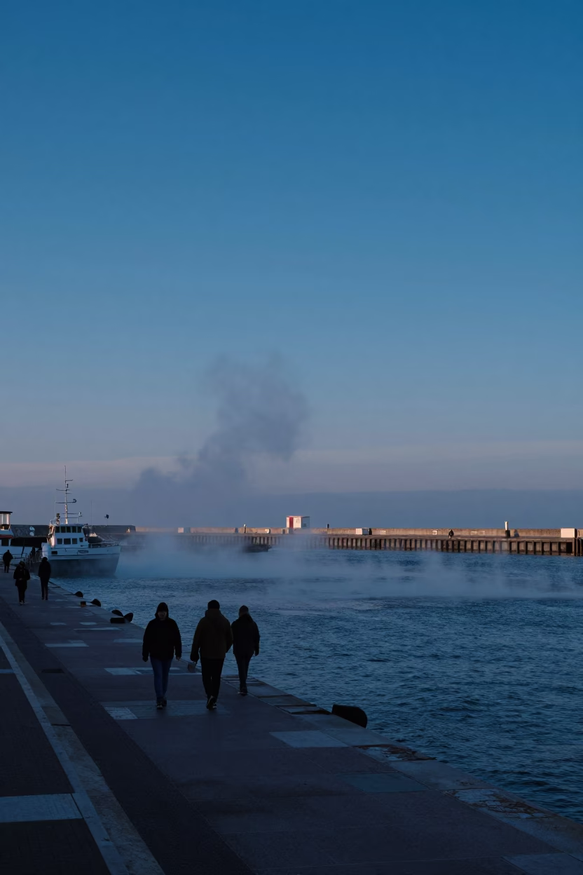 Harbor Scene in Nice at Sunrise Light in in Nice, France
