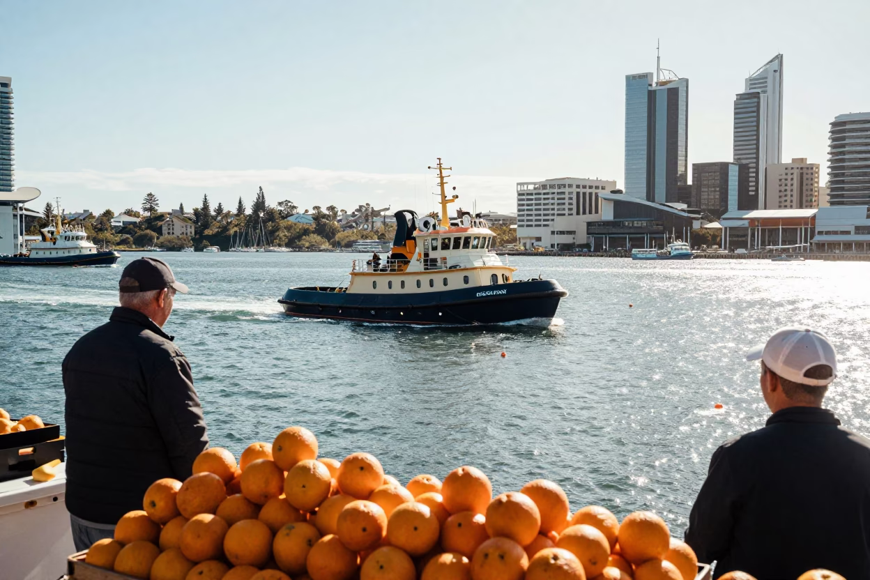 Harbor Scene in Perth at Bright Midmorning Light in in Perth, Western Australia, Australia