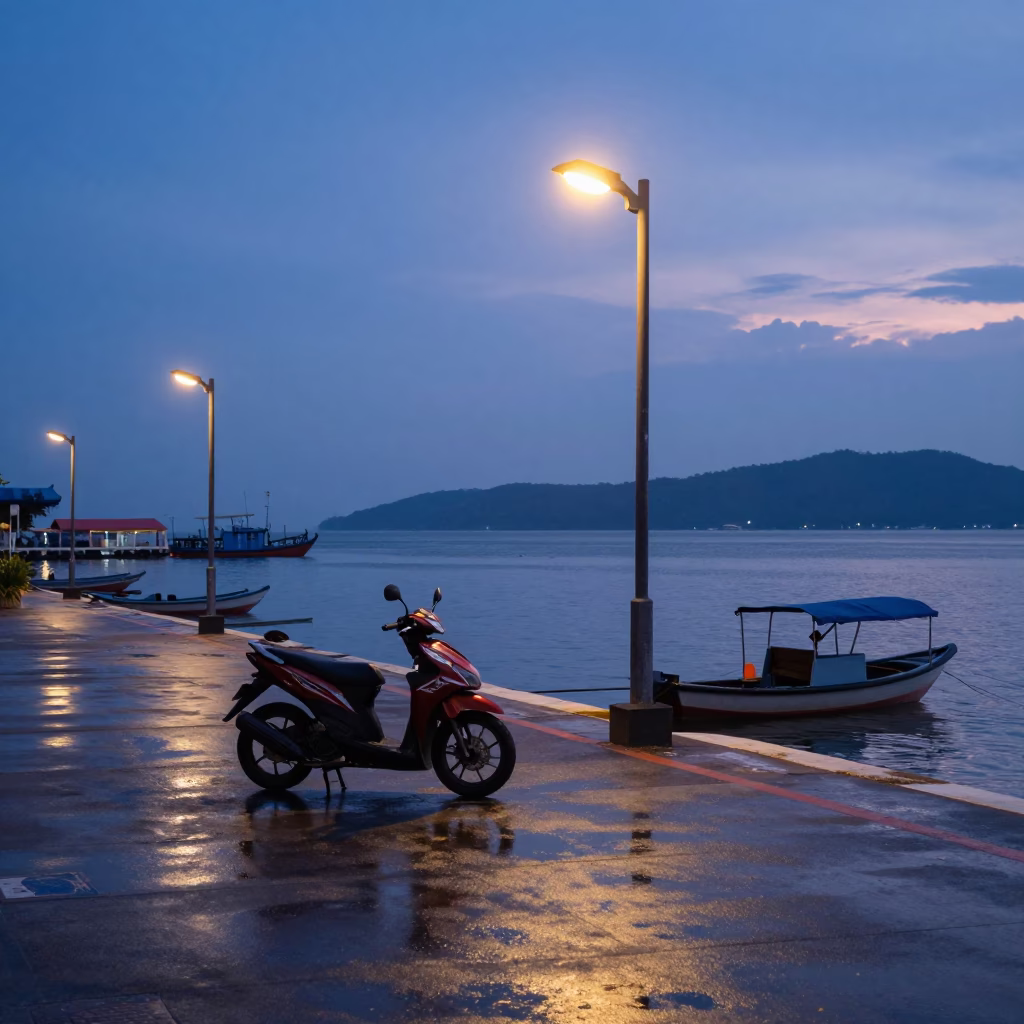 Harbor Scene in Phuket at Sunrise Light in in Phuket, Thailand
