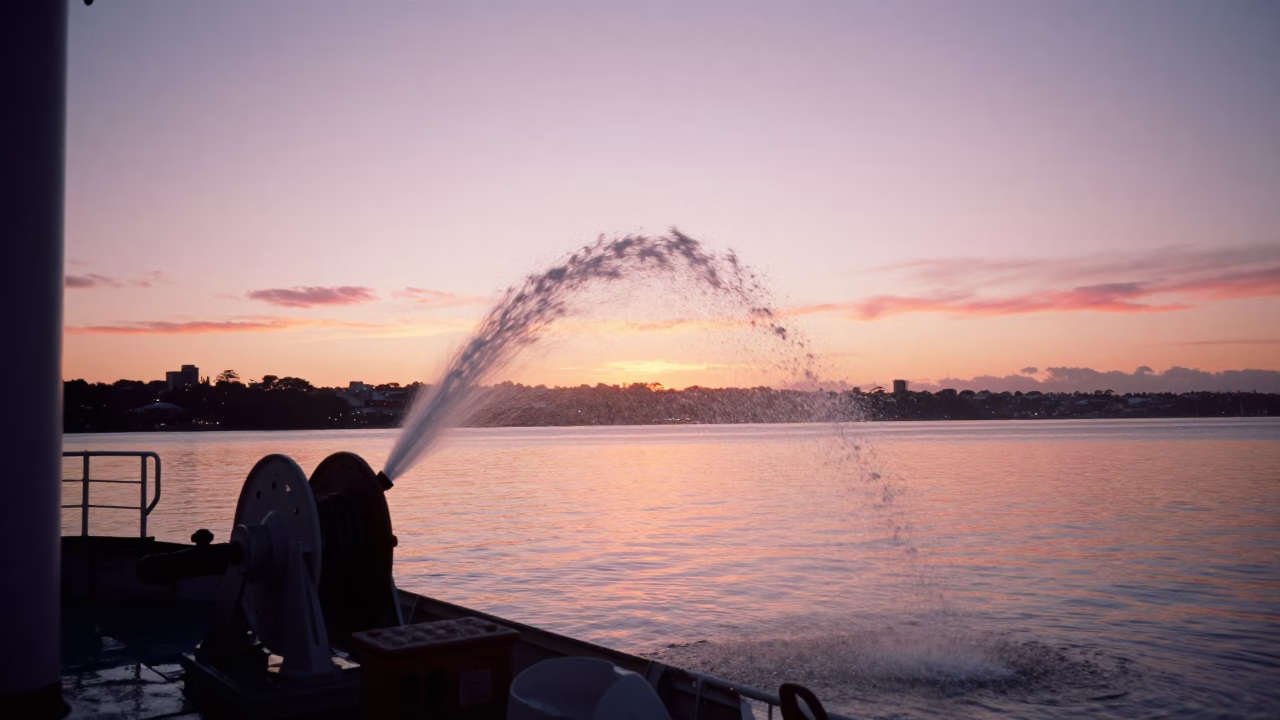 Harbor Sunrise just after sunrise in Auckland in in Auckland, New Zealand