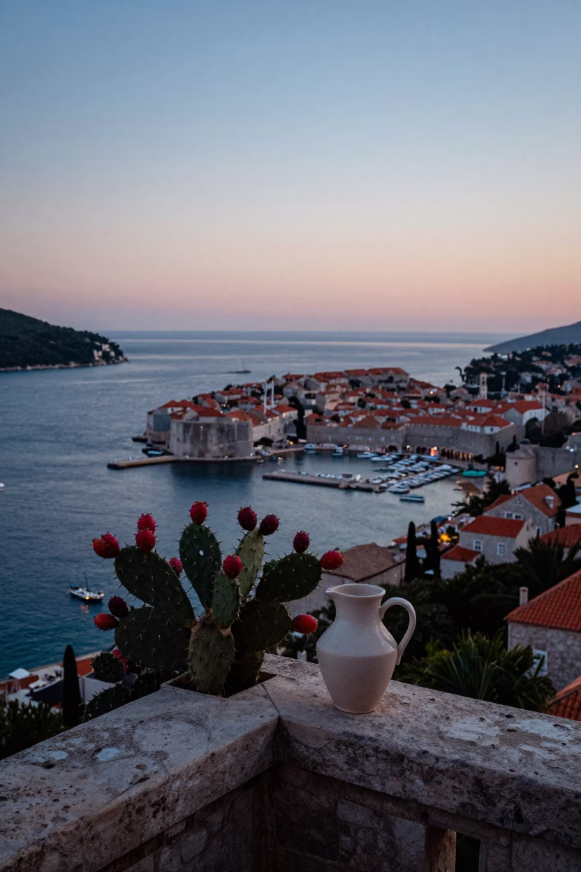 Harbor View at Sunrise Light in Dubrovnik in in Dubrovnik, Croatia