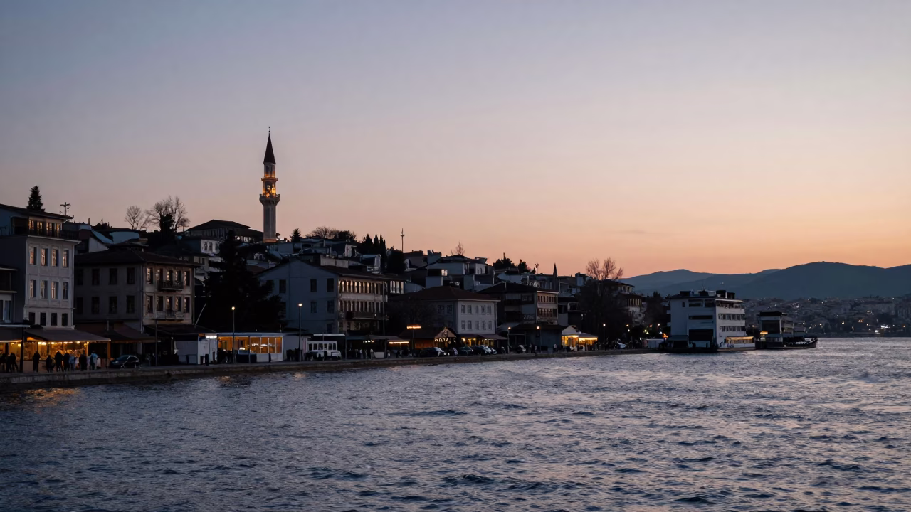 Harbor View at The Early Evening Light in Izmir in in Izmir, Turkey