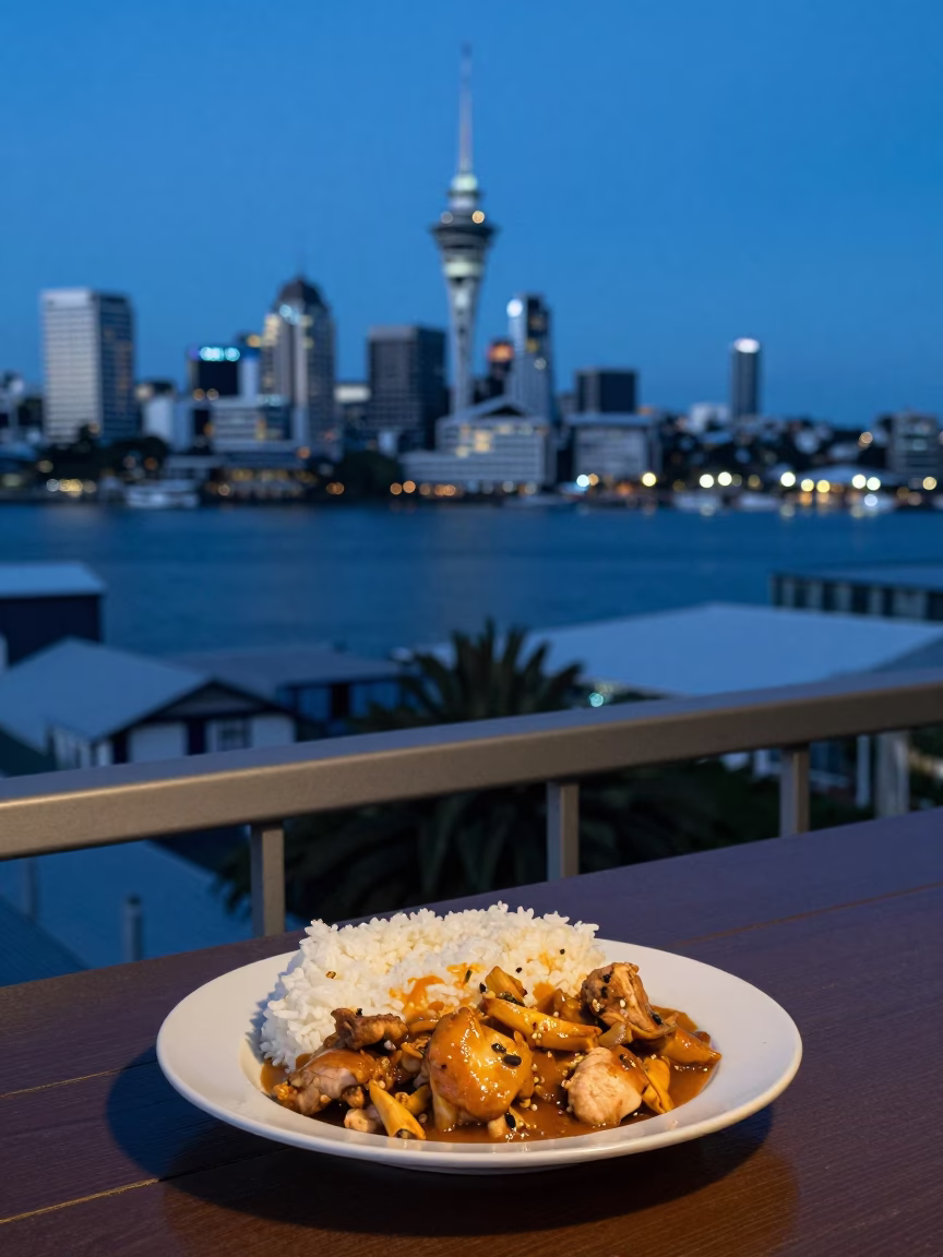 Harbor View in Auckland at The Last Blue Light Of Evening in in Auckland, New Zealand