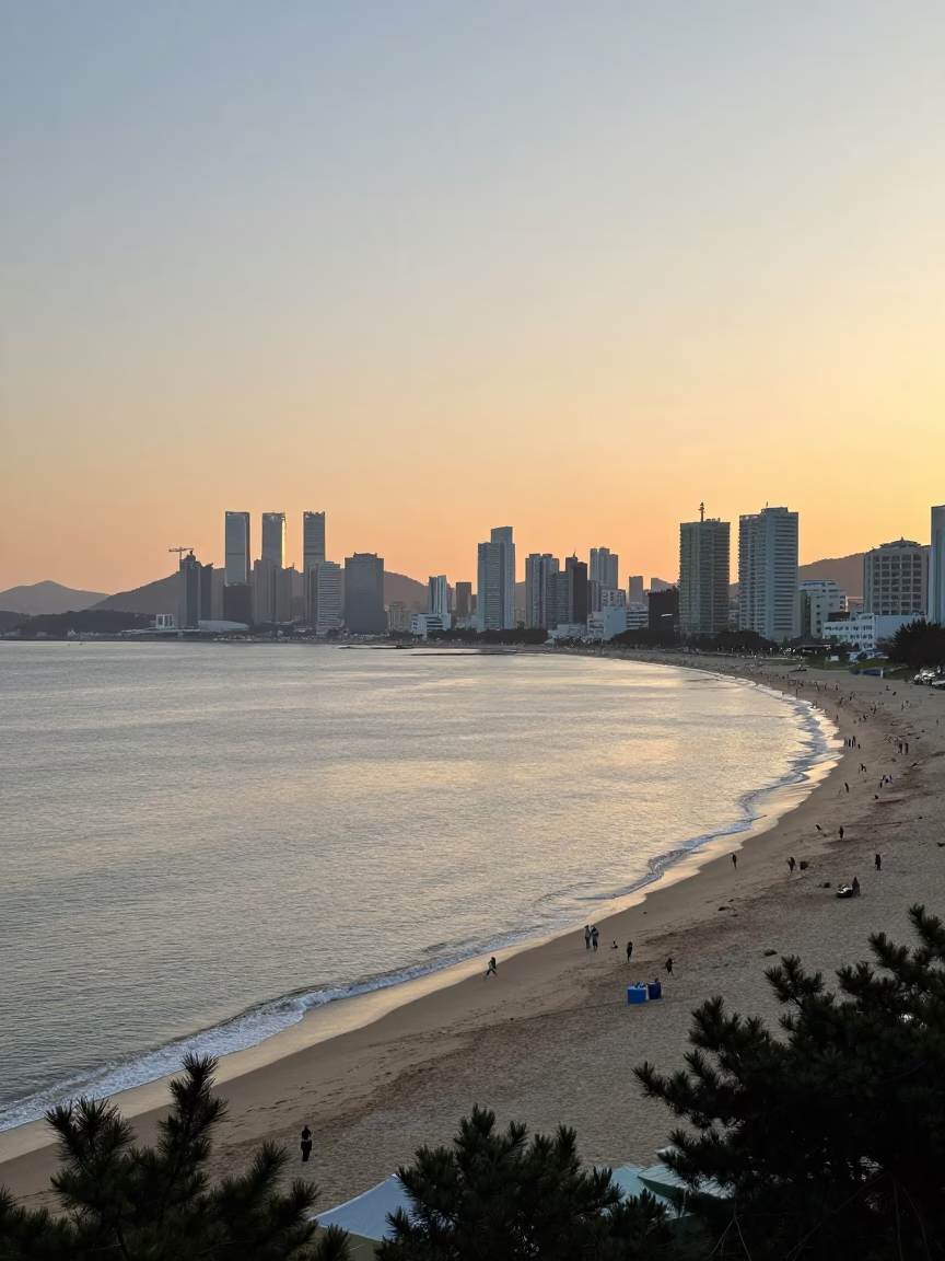 Harbor View in Busan at The Early Morning Light in in Busan, South Korea