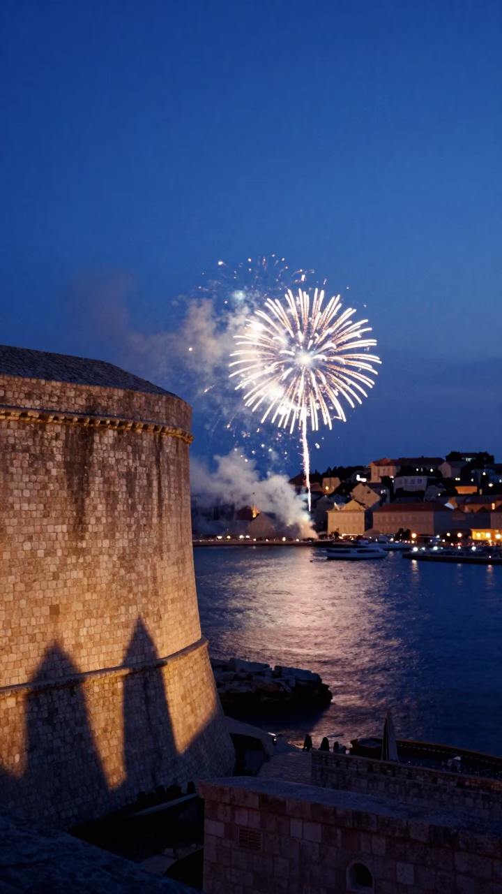Harbor View in Dubrovnik at The Last Blue Light Of Evening in in Dubrovnik, Croatia