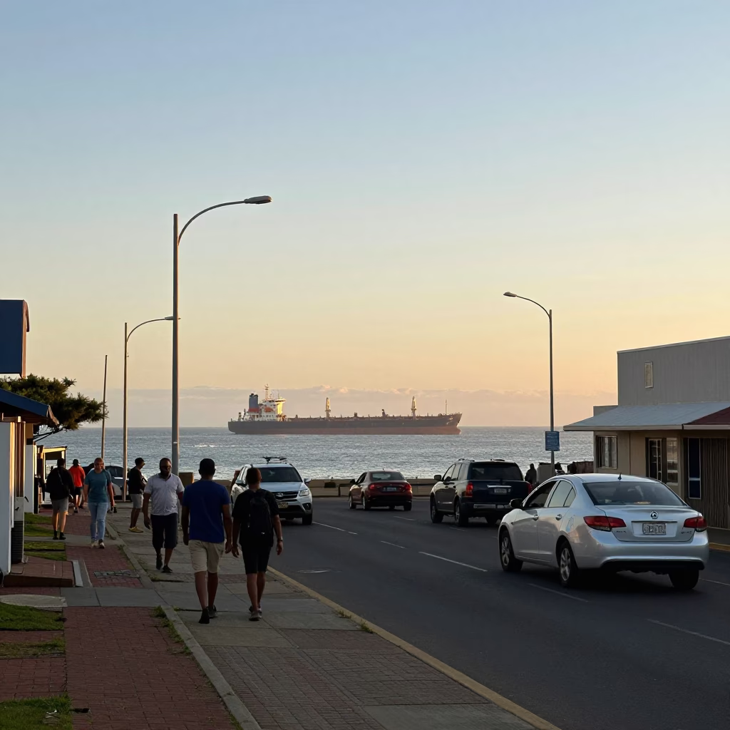 Harbor View in Durban at The Early Morning Light in in Durban, South Africa